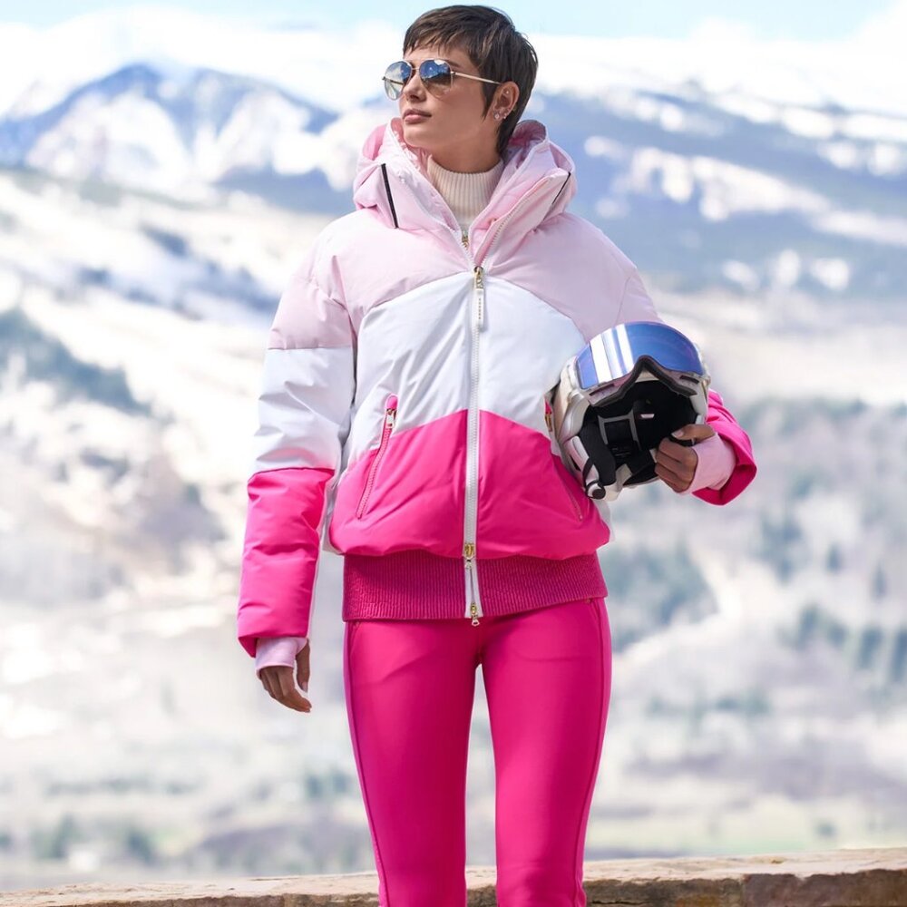 BOGNER Villa Colorblock Down Ski Jacket Pink White NEW Tags $2300 Women, Size S